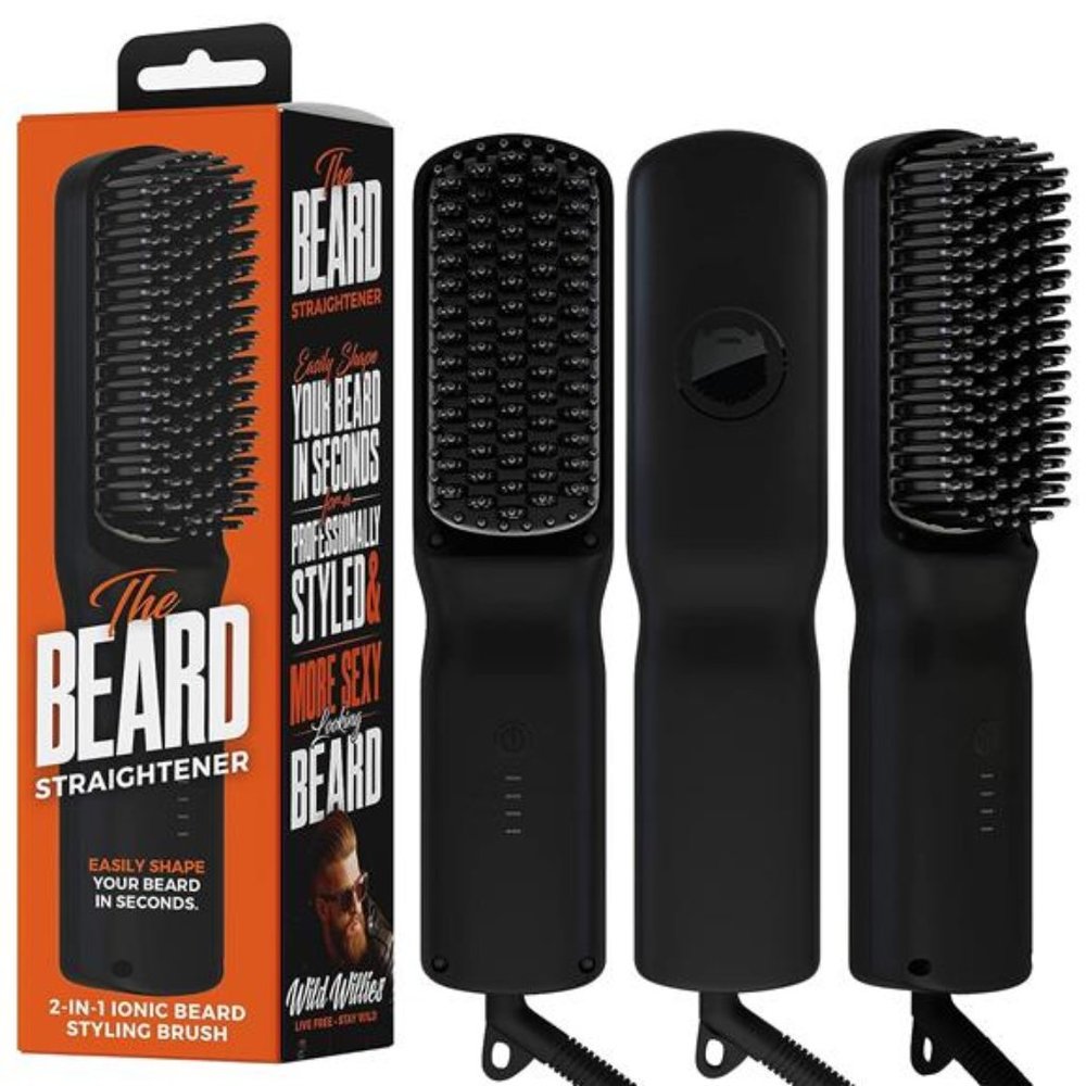 Beard Straightener for Men Brush  2-in-1 Heated Beard Brush, 3 Temp Setting